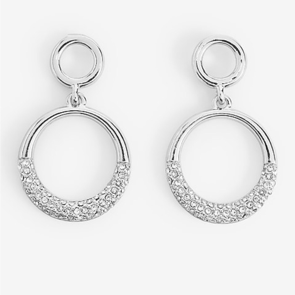 Express Double Circle Rhinestone Drop Earrings